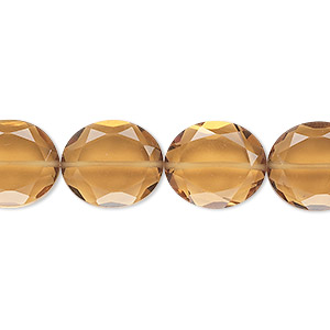 Bead, golden quartz (heated), 14x12mm hand-cut faceted oval, B grade, Mohs hardness 7. Sold per pkg of 10.