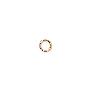 Jump ring, gold-plated brass, 6mm round, 4.2mm inside diameter, 18 gauge. Sold per pkg of 100.