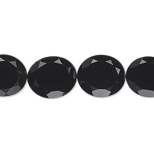 Bead, black onyx (dyed), 14x12mm hand-cut faceted oval, B grade, Mohs hardness 6-1/2 to 7. Sold per pkg of 10.