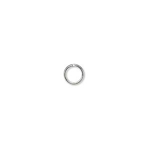 Jump ring, silver-plated brass, 6mm round, 4.4mm inside diameter, 20 gauge. Sold per pkg of 100.