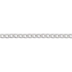 Chain, silver-plated steel, 2.5mm curb. Sold per pkg of 5 feet.