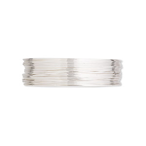 Wire, Argentium&reg; silver, half-hard, round, 26 gauge. Sold per pkg of 5 feet.