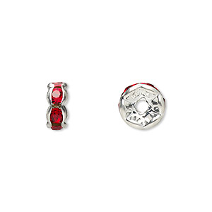 Spacer Beads Silver Plated/Finished Reds