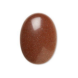 Cabochon, brown goldstone (glass) (man-made), 25x18mm calibrated oval. Sold individually.
