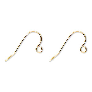 Ear wire, gold-plated stainless steel, 11mm fishhook with open loop, 21 gauge. Sold per pkg of 50 pairs.