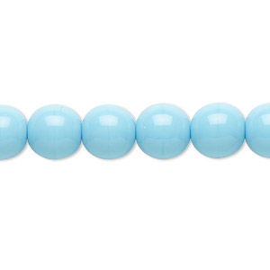 Bead, Czech glass druk, opaque turquoise blue, 10mm round. Sold per 15-1/2&quot; to 16&quot; strand.