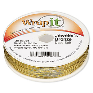 Wire, Wrapit®, Jeweler's Antique Bronze, dead-soft, round, 24 gauge. Sold  per 1/4 pound spool, approximately 220 feet. - Fire Mountain Gems and Beads