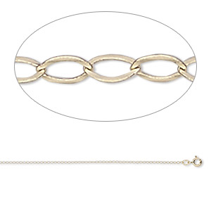 Chain, Gossamer&#153;, 14Kt gold, 1mm oval cable, 24 inches with springring clasp. Sold individually.