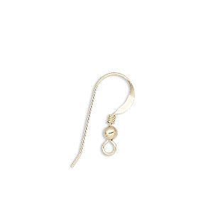 Ear wire, 14Kt gold-filled, 17mm flat fishhook with 3mm ball and 2mm coil with open loop, 22 gauge. Sold per pkg of 2 pairs.