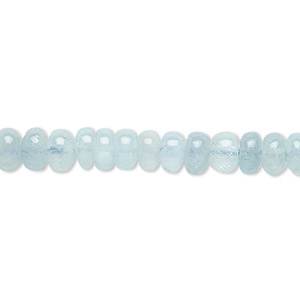 Bead, aquamarine (heated), 6x3.5mm rondelle, C+ grade, Mohs hardness 7-1/2 to 8. Sold per 8-inch strand, approximately 50-60 beads.