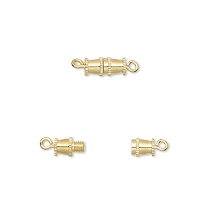 Clasp, barrel, gold-plated brass, 8x4mm. Sold per pkg of 10.