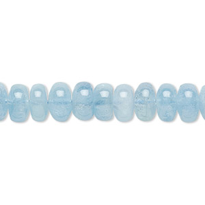 Bead, aquamarine (heated), 8x3.5mm rondelle, C+ grade, Mohs hardness 7-1/2 to 8. Sold per 8-inch strand, approximately 45-50 beads.