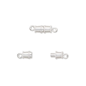 Clasp, barrel, silver-plated brass, 8x4mm. Sold per pkg of 10.