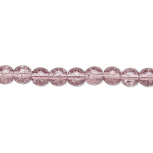 Bead, Czech crackle glass druk, mauve, 6mm round. Sold per 15-1/2&quot; to 16&quot; strand, approximately 65 beads.