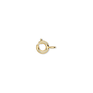 Clasp, springring, gold-plated brass, 6mm. Sold per pkg of 100.
