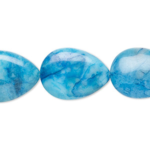 Bead, crazy lace agate (dyed), blue, 20x15mm teardrop, B grade, Mohs hardness 6-1/2 to 7. Sold per 15-1/2&quot; to 16&quot; strand.