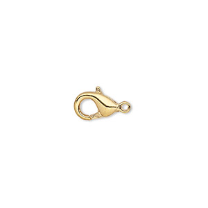 Clasp, lobster claw, gold-plated &quot;pewter&quot; (zinc-based alloy), 10x6mm. Sold per pkg of 10.