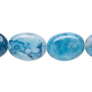 Bead, crazy lace agate (dyed), blue, 18x13mm oval, B grade, Mohs hardness 6-1/2 to 7. Sold per 15-1/2&quot; to 16&quot; strand.