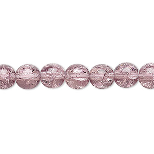 Bead, Czech crackle glass druk, mauve, 8mm round. Sold per 15-1/2&quot; to 16&quot; strand, approximately 50 beads.