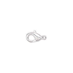 Clasp, lobster claw, silver-plated &quot;pewter&quot; (zinc-based alloy), 10x6mm. Sold per pkg of 10.