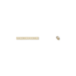 Bead, gold-plated brass, 13x1.5mm tube. Sold per pkg of 100.