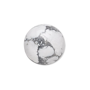Cabochon, white howlite (natural), 20mm calibrated round, B grade, Mohs hardness 3 to 3-1/2. Sold per pkg of 2.