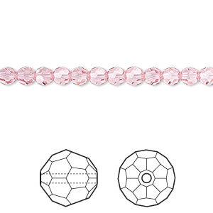 Bead, Crystal Passions&reg;, light rose, 4mm faceted round (5000). Sold per pkg of 12.