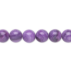 Bead, crazy lace agate (dyed), purple, 8mm round, B grade, Mohs hardness 6-1/2 to 7. Sold per 15-1/2&quot; to 16&quot; strand.