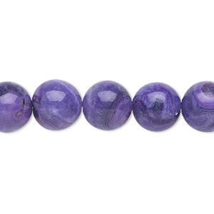 Bead, crazy lace agate (dyed), purple, 10mm round, B grade, Mohs hardness 6-1/2 to 7. Sold per 15-1/2&quot; to 16&quot; strand.