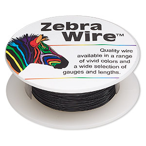 Wire, Zebra Wire&#153;, color-coated copper, black, round, 24 gauge. Sold per 20-yard spool.