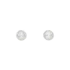 Bead, silver-plated brass, 6mm filigree round. Sold per pkg of 100.