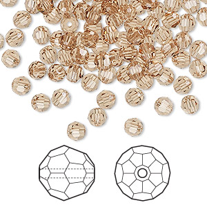 Bead, Crystal Passions&reg;, light Colorado topaz, 4mm faceted round (5000). Sold per pkg of 144 (1 gross).
