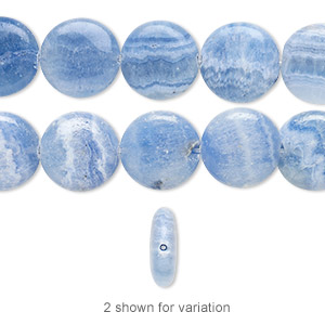 Bead, Italian &quot;onyx&quot; (onyx marble) (dyed), blue, 16mm flat round, B grade, Mohs hardness 3. Sold per 15-1/2&quot; to 16&quot; strand.