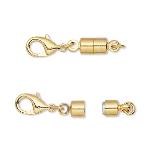 Clasp converter, magnetic, Magna Clasp&#153;, gold-plated brass, 25x6mm. Sold individually.
