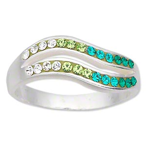 Ring, Ferido® / sterling silver / Preciosa glass rhinestone ...