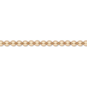 Pearl, Crystal Passions&reg;, bright gold, 3mm round (5810). Sold per pkg of 100.