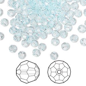 Bead, Crystal Passions&reg;, light azore, 4mm faceted round (5000). Sold per pkg of 144 (1 gross).