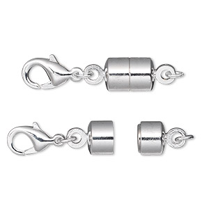 Clasp converter, magnetic, Magna Clasp™, silver-plated brass, 28x7mm ...