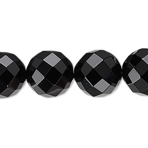 Bead, black onyx (dyed), 14mm faceted round, B grade, Mohs hardness 6-1/2 to 7. Sold per 15-1/2&quot; to 16&quot; strand.
