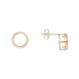 Earstud, Bezelite, 14Kt gold-filled, 8mm 4-prong round setting. Sold per pair.