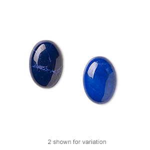 Cabochon, howlite (dyed), lapis blue, 14x10mm calibrated oval, B grade, Mohs hardness 3 to 3-1/2. Sold per pkg of 6.