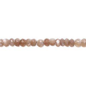 Bead, coffee moonstone (natural), 3x2-5x4mm hand-cut faceted irregular rondelle, B grade, Mohs hardness 6 to 6-1/2. Sold per 15-1/2&quot; to 16&quot; strand.