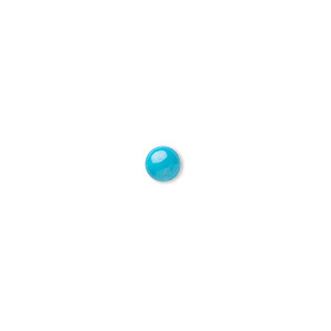 Cabochon, howlite (dyed), turquoise blue, 4mm calibrated round, B grade, Mohs hardness 3 to 3-1/2. Sold per pkg of 16.