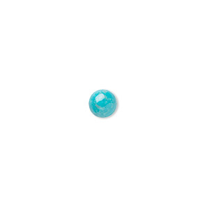 Cabochon, howlite (dyed), turquoise blue, 5mm calibrated round, B grade, Mohs hardness 3 to 3-1/2. Sold per pkg of 16.