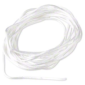 Cord, Satinique™, satin, white, 1mm mini. Sold per pkg of 10 feet. - Fire  Mountain Gems and Beads