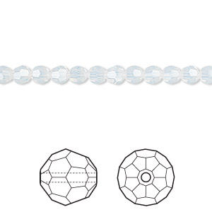 Bead, Crystal Passions&reg;, white opal, 4mm faceted round (5000). Sold per pkg of 12.