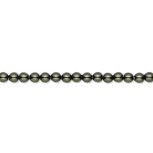 Pearl, Crystal Passions&reg;, dark green, 3mm round (5810). Sold per pkg of 100.