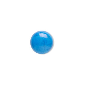 Cabochon, howlite (dyed), turquoise blue, 10mm calibrated round, B grade, Mohs hardness 3 to 3-1/2. Sold per pkg of 10.