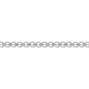 Pearl, Crystal Passions&reg;, light grey, 3mm round (5810). Sold per pkg of 100.