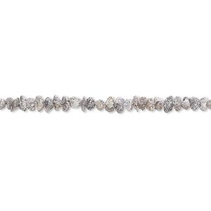 Bead, diamond (natural), grey-brown, mini chip, Mohs hardness 10. Sold per 8-inch strand.